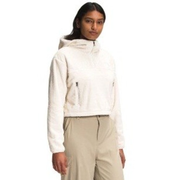 The North Face Tops - The North Face Fleece Women's XL Ivory Osito 1/4 Zip Pullover Hoodie Cropped